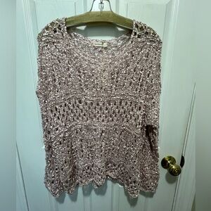 Knit Crochet Top in Light Pink